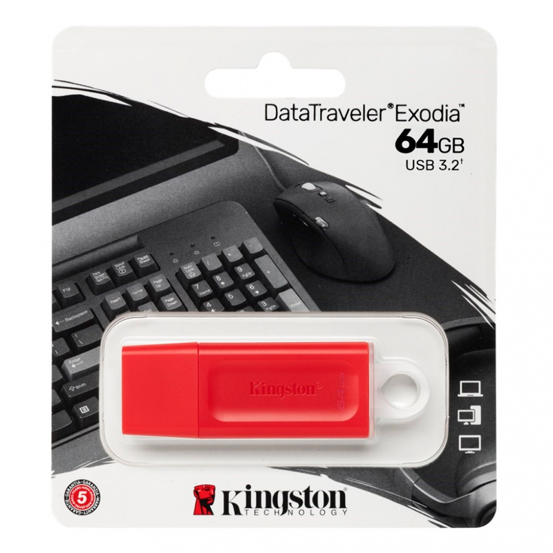 USB Flash Kingston DataTraveler Exodia, 64GB (Rojo)